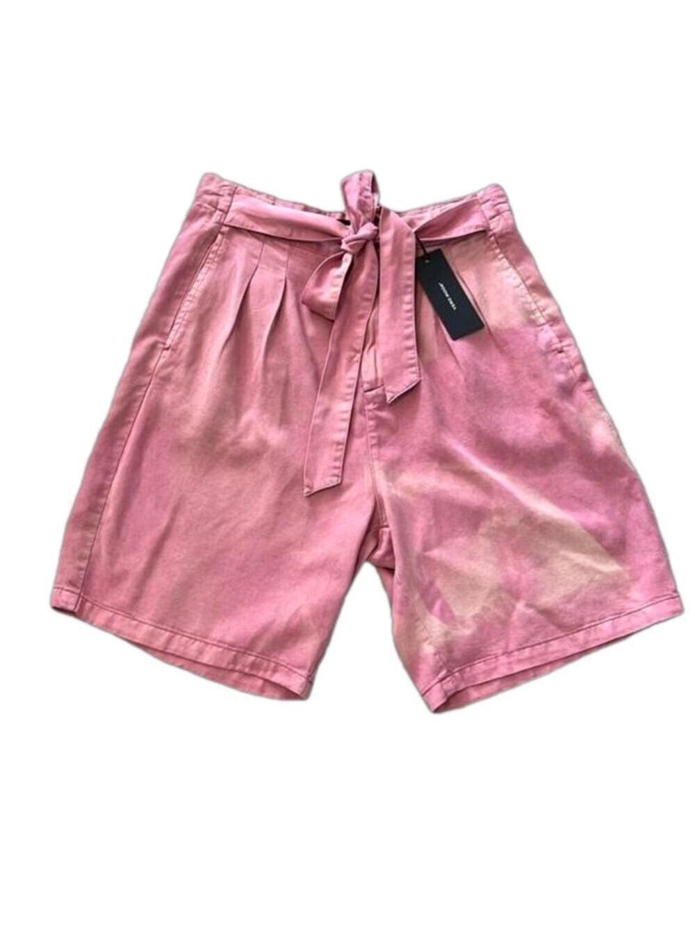 NWT 100% Lyocell High Waisted Shorts Blush Pink Tie Dye, Belted Waist, Size 6